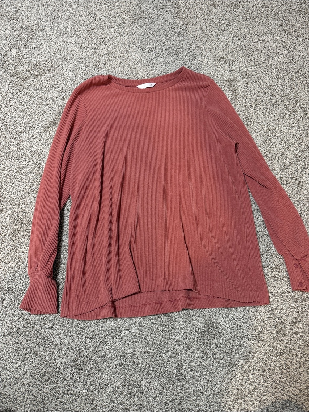 Women's Ribbed Long-Sleeve Top - Rose Rust